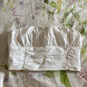 White Zara Tube Top With Smocked Back